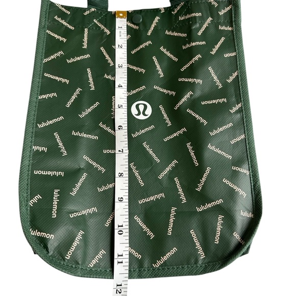 Lululemon Reusable Shopping Tote Bag Shopper Green Logo Yoga Beach Gym Small - Picture 6 of 7